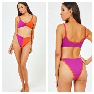 L*Space Colorblock Purple and Orange Bra